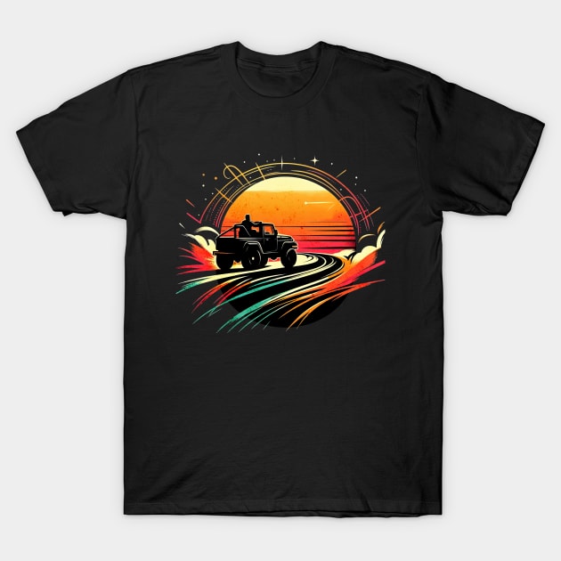 Sand Jeep Road to Freedom Vintage Design T-Shirt by Miami Neon Designs